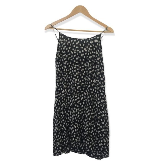 Vintage Fair Set Black Floral Crinkle Dress